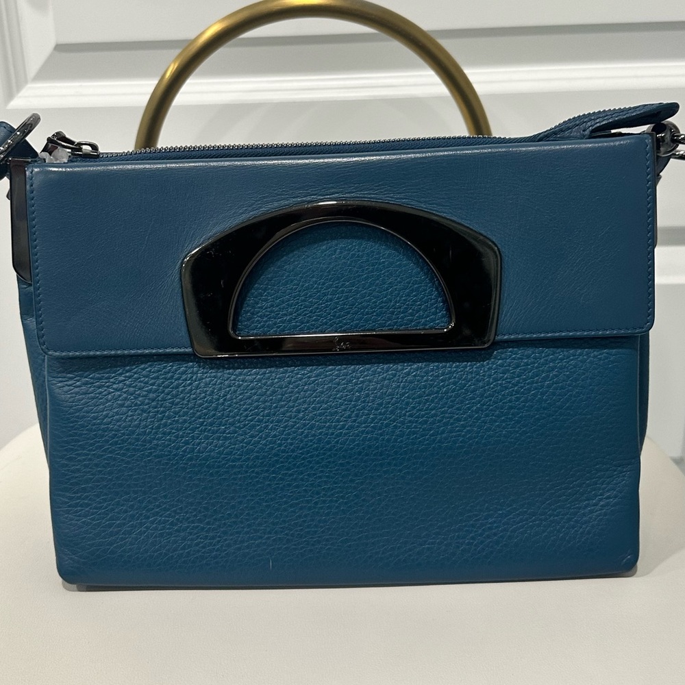 Christian Louboutin Teal and Gun Metal Handbag